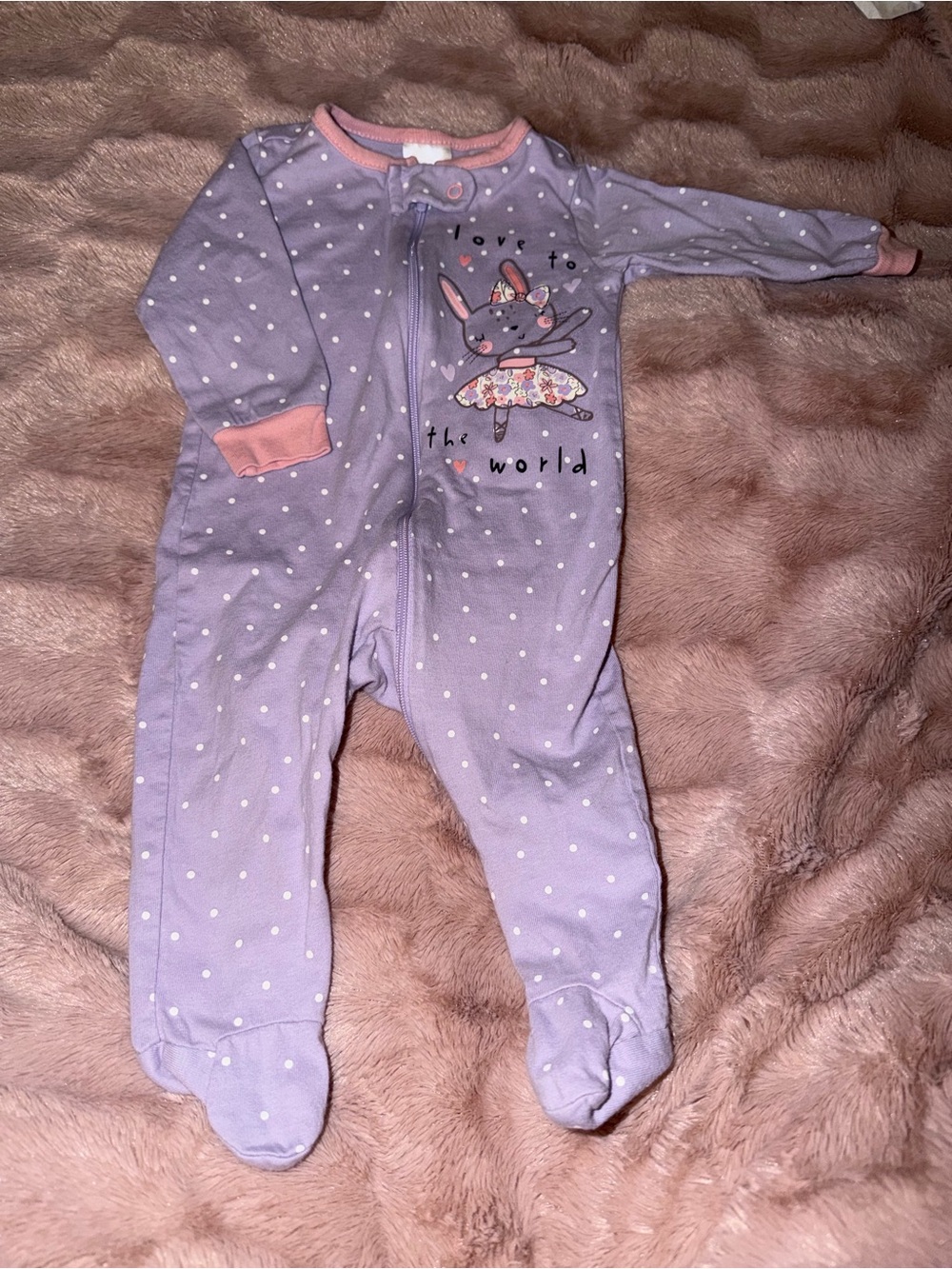Lavender Polka Dot Bunny One-Piece for Kids